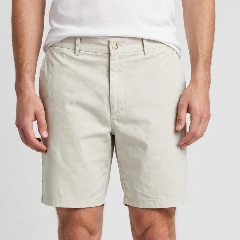 Charleston Khakis Mens Chino Shorts 38 Stone Beige Cotton Twill Flat  Preppy